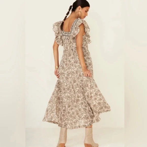 Free People Bonita Floral Midi Dress Sz M - Picture 3 of 6